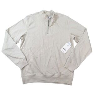 Hedge Mens 1/4 Zip Pullover Beige Long Sleeve Sweatshirt Size S